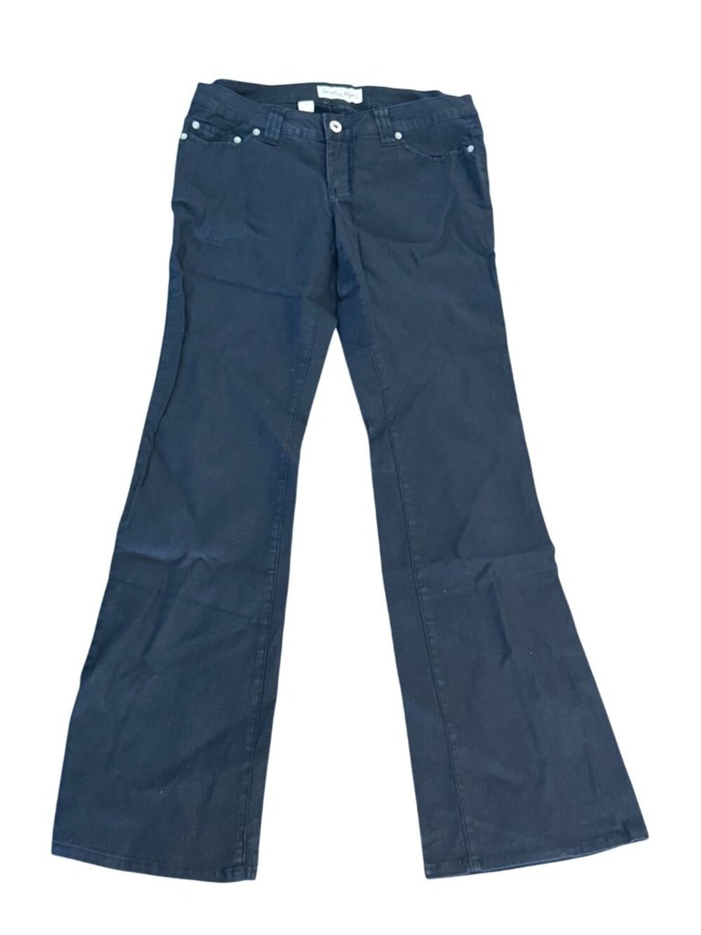 Anchor Blue Black Bootcut Denim Jeans Size 7 Made In China With Rhinestone Pocke